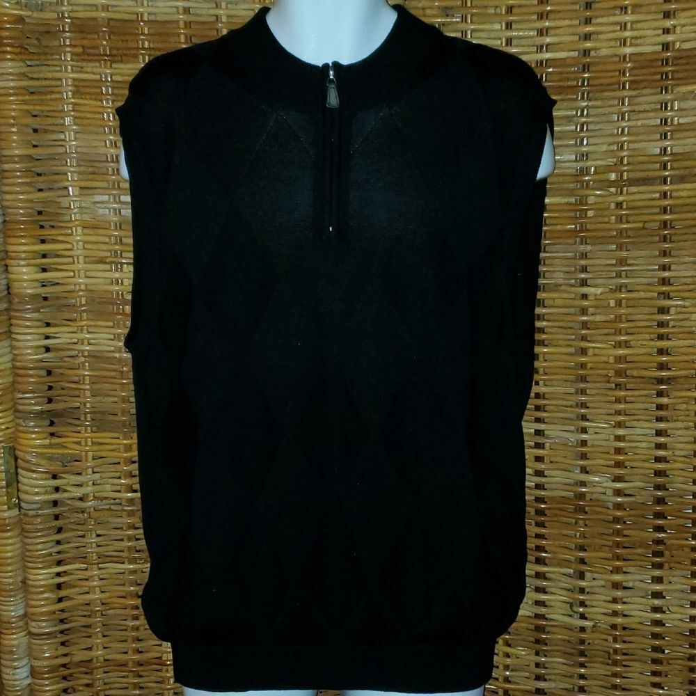 Oxford Golf Argyle Sweater Vest L Black